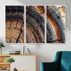 Abstract Tree Ring Wall Art Print, Natural Rustic Wood Grain Canvas