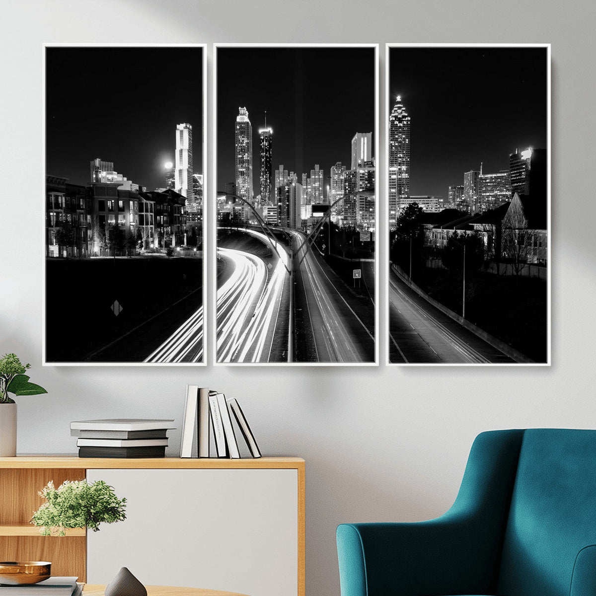 Atlanta Skyline Wall Art Canvas Print, Atlanta Downtown Night Cityscape