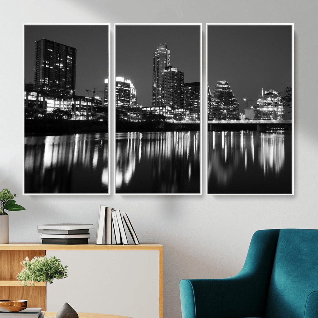 Austin Skyline Wall Art Canvas Print, Austin Downtown Night Cityscape