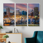 Baltimore Skyline Wall Art Canvas Print, Baltimore Downtown Night Cityscape
