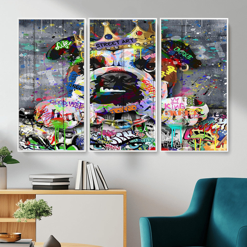 Graffiti Dog Wall Art Decor for Teen Bedroom | Abstract Graffiti Animal Canvas