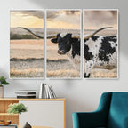 Texas Longhorn Bull Rustic Wall Art Canvas Print