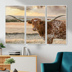 Texas Longhorn Wall Art Canvas Print, Western Ranch Bull Photography