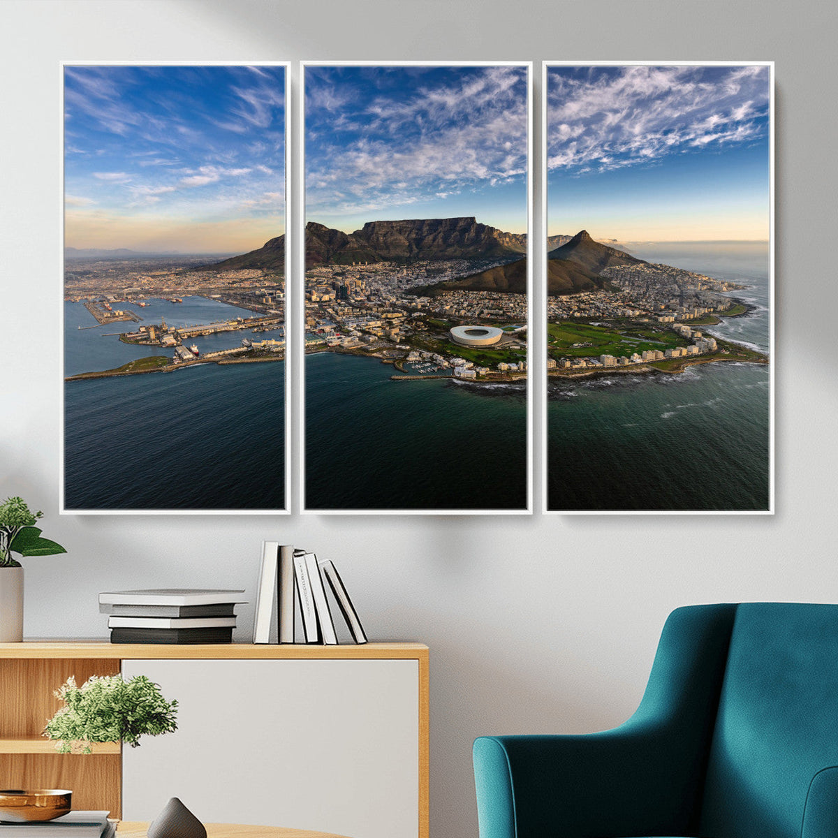 Cape Town Wall Art Canvas Print | Table Mountain Coastal Skyline Panorama