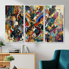 Geometric Abstract Wall Art Canvas Print, Orange Blue