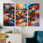 Geometric Abstract Wall Art Canvas Print, Orange Blue
