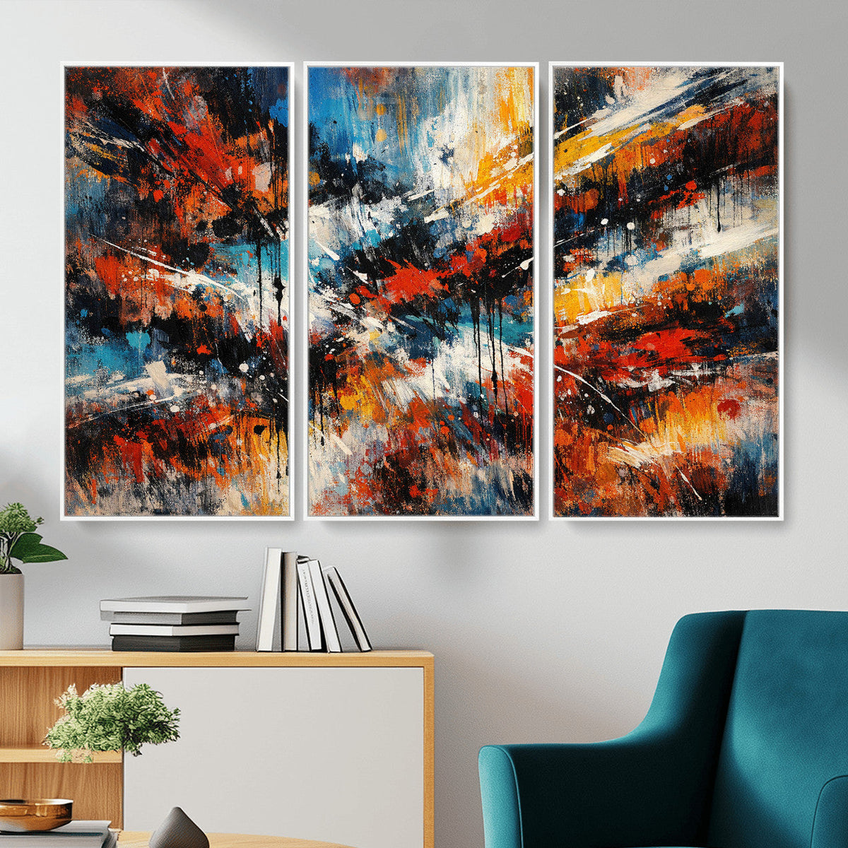 Lyrical Abstract Wall Art Canvas Print, Orange Blue Abstract