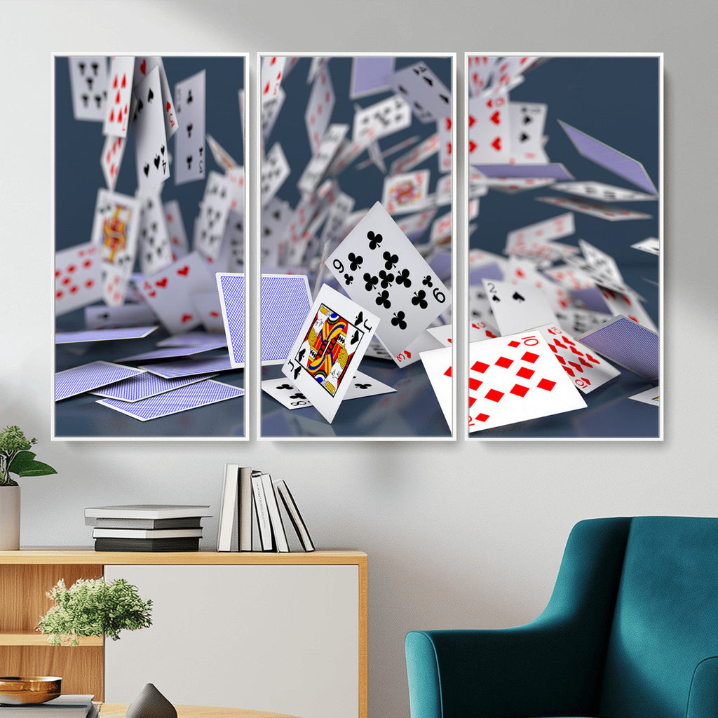 Playing Cards Canvas Wall Art | Casino Game Room Decor