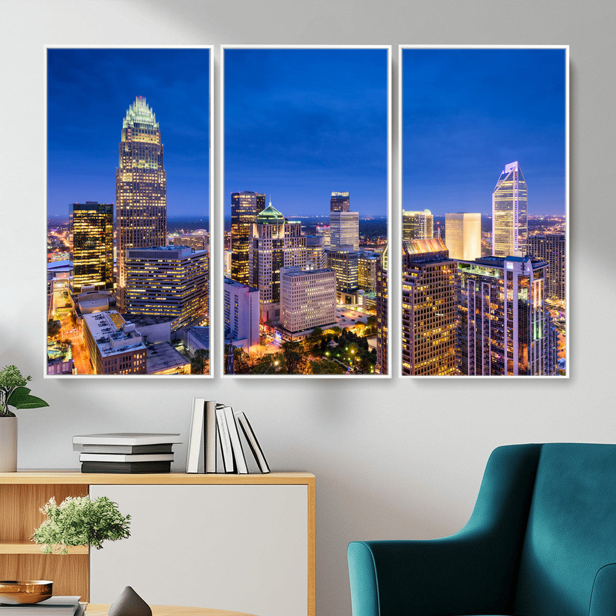 Charlotte Skyline Canvas Wall Art Print | North Carolina Cityscape