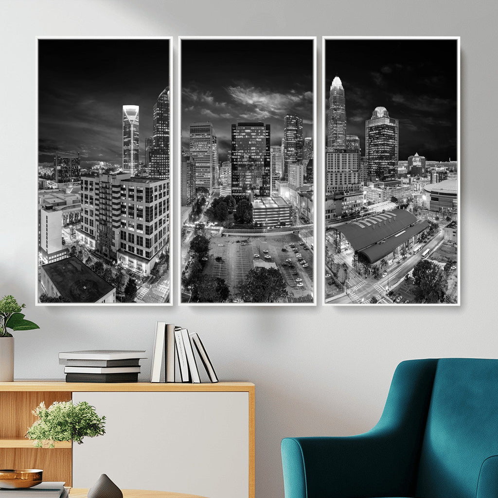 Charlotte Skyline Canvas Wall Art Print | North Carolina Cityscape