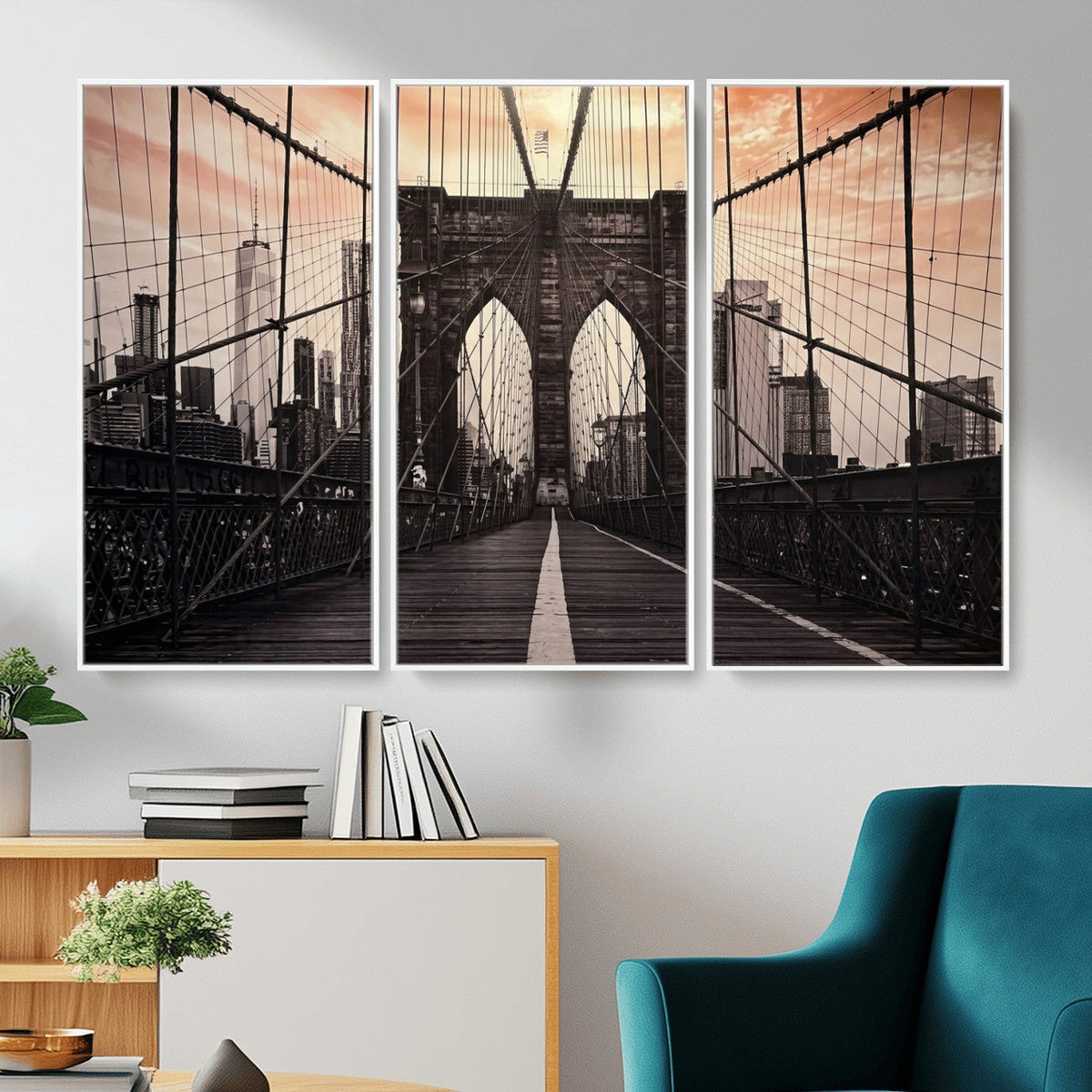 Brooklyn Bridge Canvas Wall Art, New York City Skyline Photography
