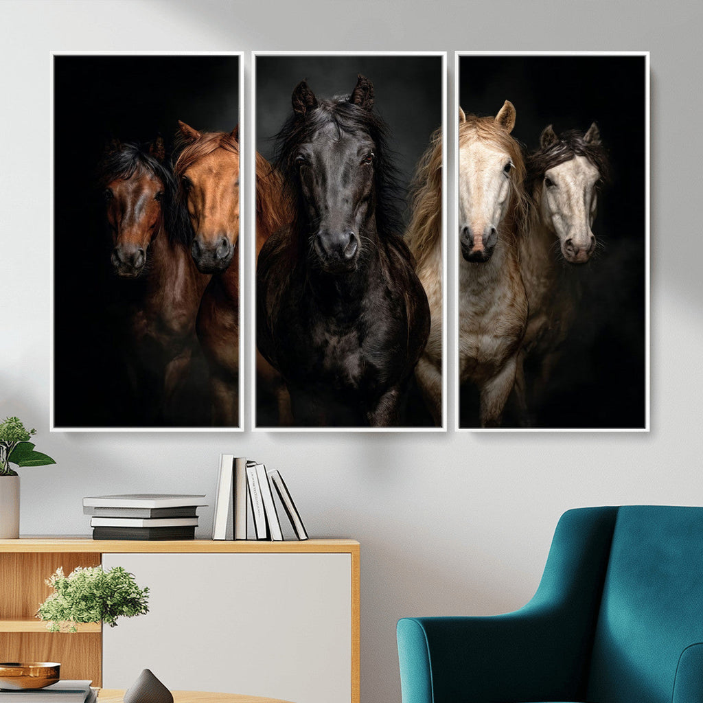 Horse Wall Art Canvas Print, Wild Horses Portrait Photography, Rustic Ranch Decor