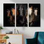 Horse Wall Art Canvas Print, Wild Horses Portrait Photography, Rustic Ranch Decor