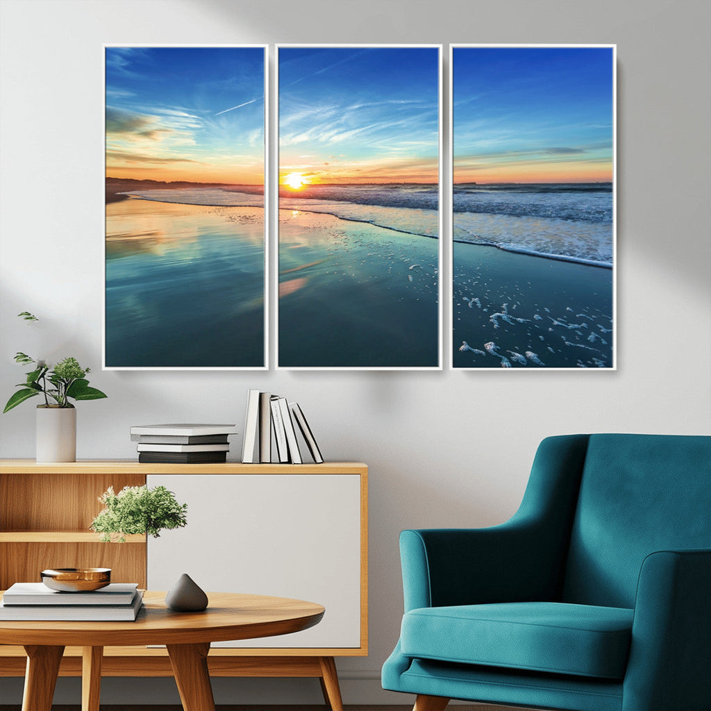 Blue Sky and Beach Wall Art Canvas Print