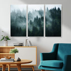 Misty Forest Wall Art | Serene Green Landscape Canvas Print