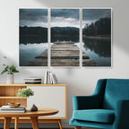Wooden Bridge Near Lake Wall Art Canvas Print