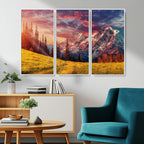 Mountain and Daylight Red Sunset Wall Art Canvas Print