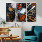 Spices and Seasonings Canvas Wall Art | Colorful Triptych Kitchen Decor