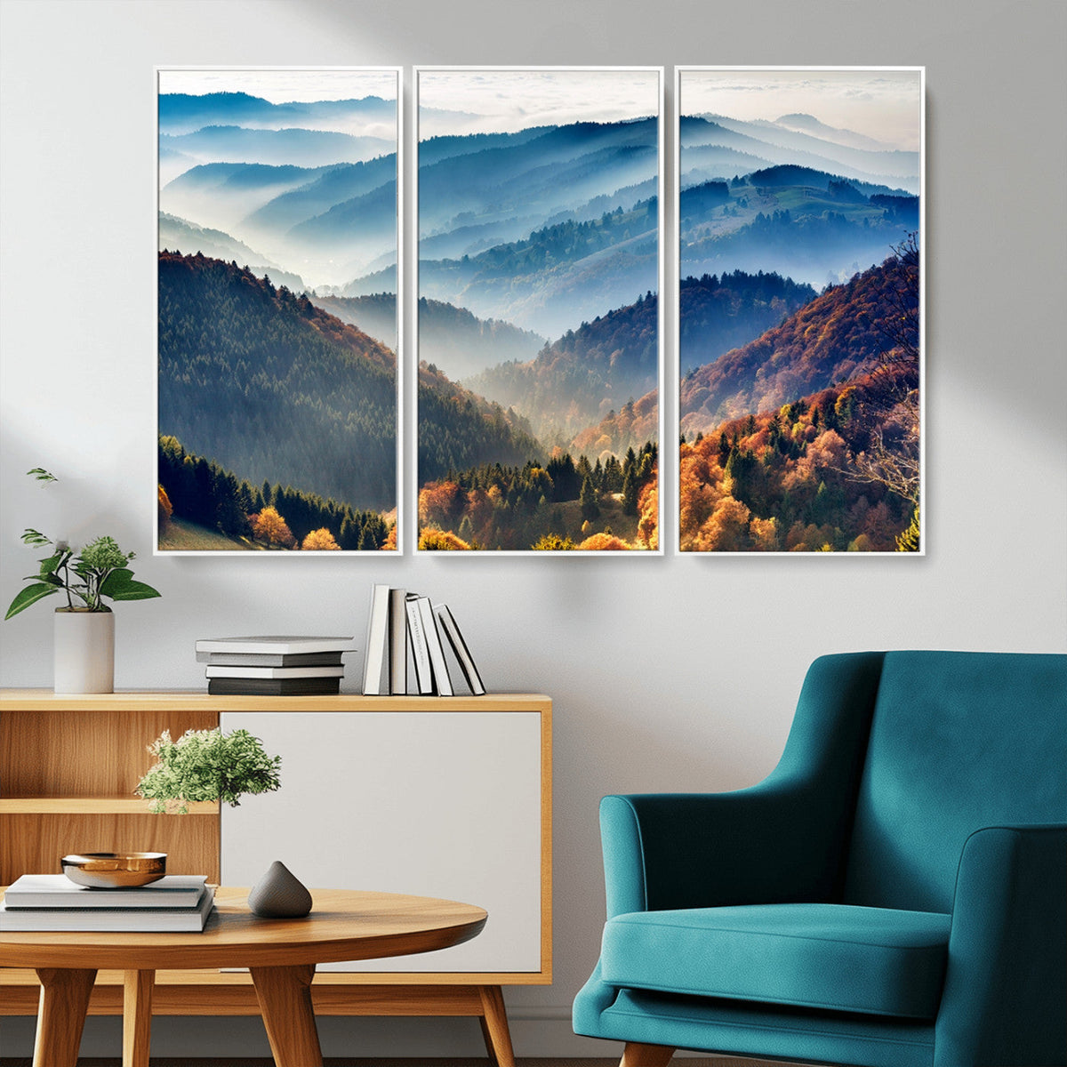 Mountains Forest Autumn Wall Art Canvas Print