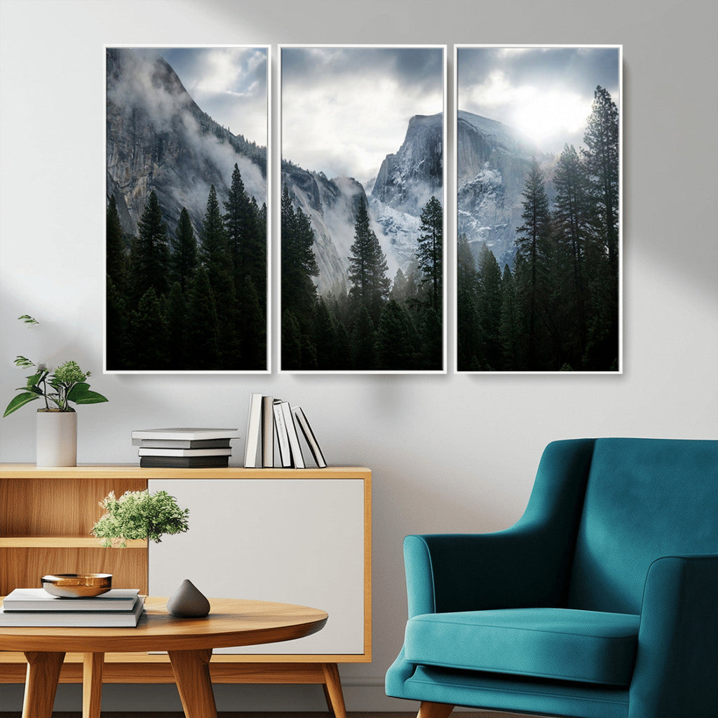 Wall Art Foggy Forest Landscape Canvas Print