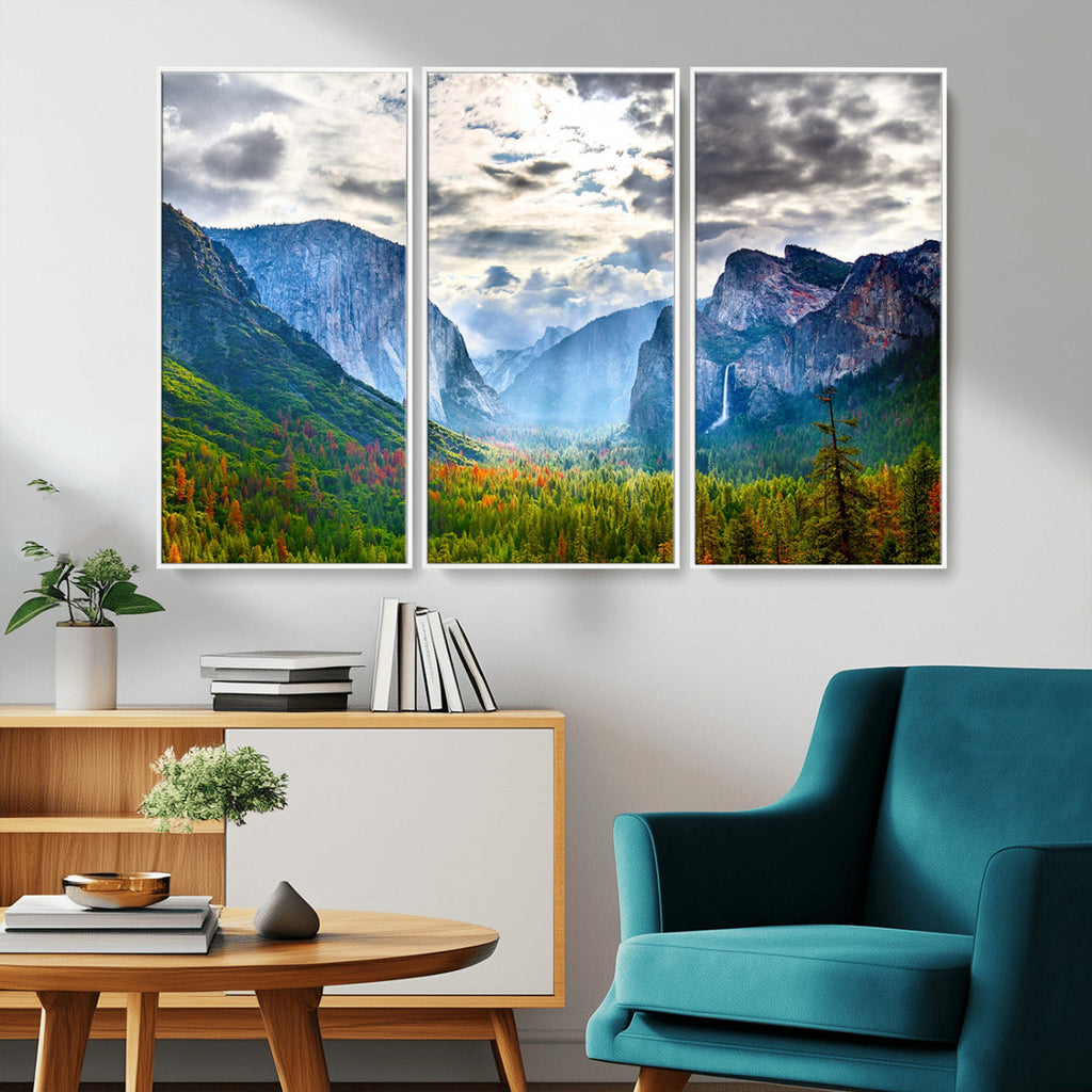 Yosemite Park Half Dome 3 Panel Canvas Print | Large Giclée Landscape Wall Art