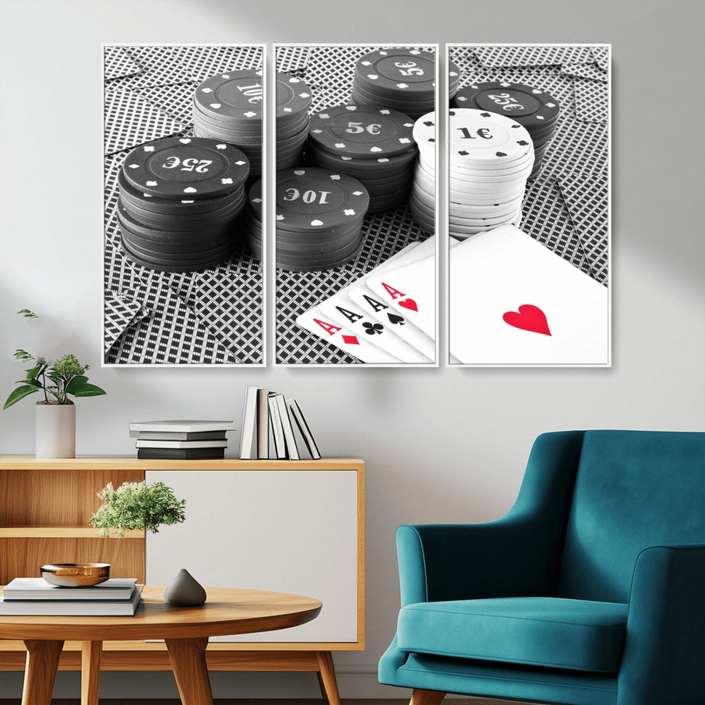 Poker Game Cards Wall Art Canvas, Multi Panel Wall Art