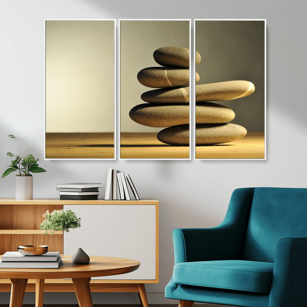 Fluvial Zen Stones Canvas Wall Art Print