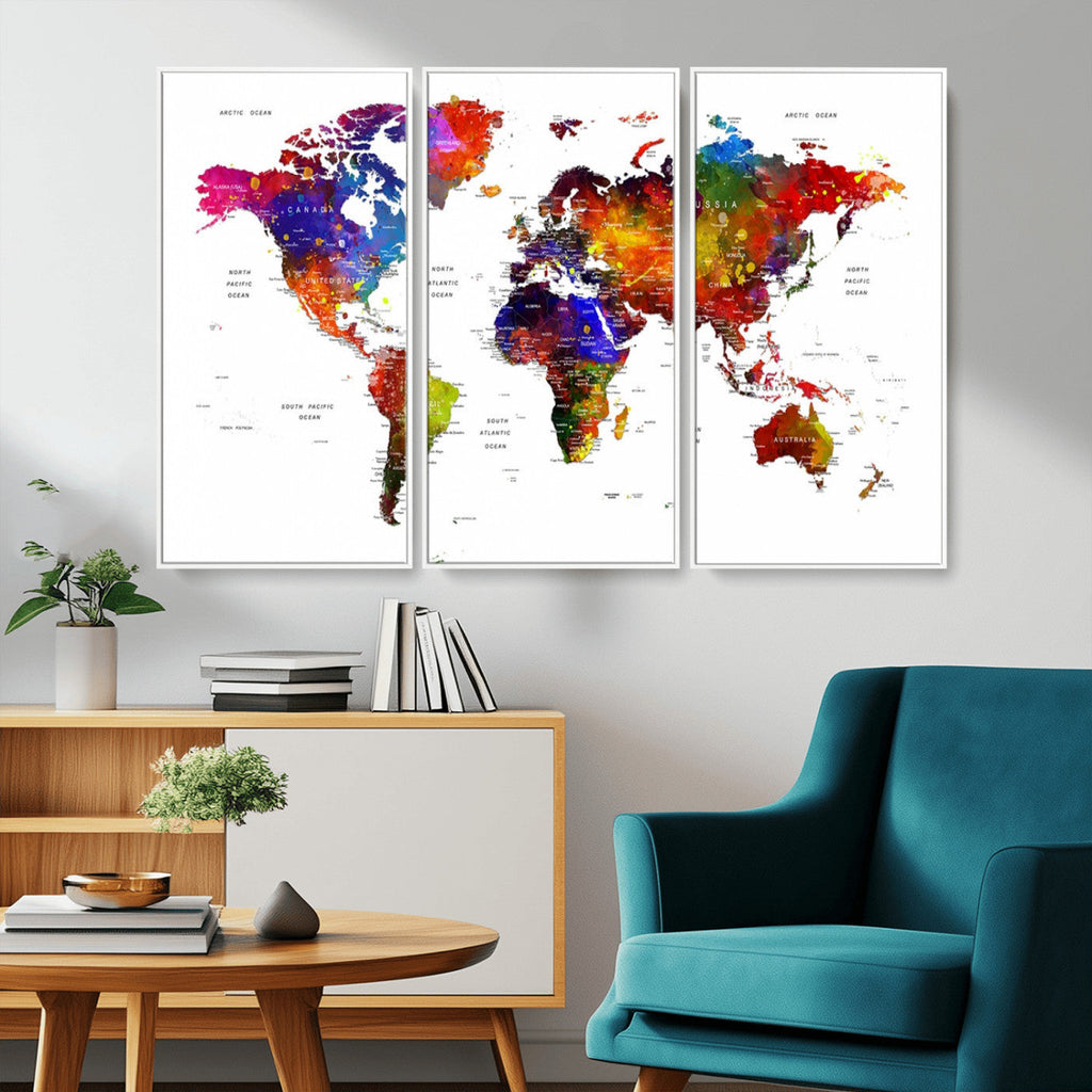 World Map Canvas Print | Detailed Map of the World Wall Art