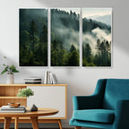 Misty Forest Wall Art Premium Canvas Print, Foggy and Serene Atmosphere