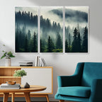 Captivating Misty Forest Wall Art, Foggy and Serene Atmosphere Canvas Print