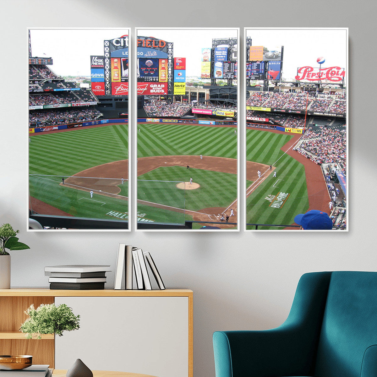 New York Mets Baseball Team Print, Citi Field Baseball Stadium Wall Art