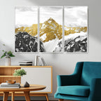 Gold Abstract Mountains Wall Art Print on Canvas, Nature Wall Art Print