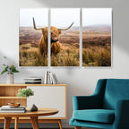Scottish Highland Cow Canvas Wall Art, Rustic Farmhouse Decor