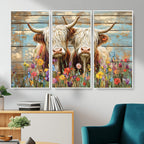 Cute Highland Cow Canvas Wall Art - Rustic Farmhouse Decor