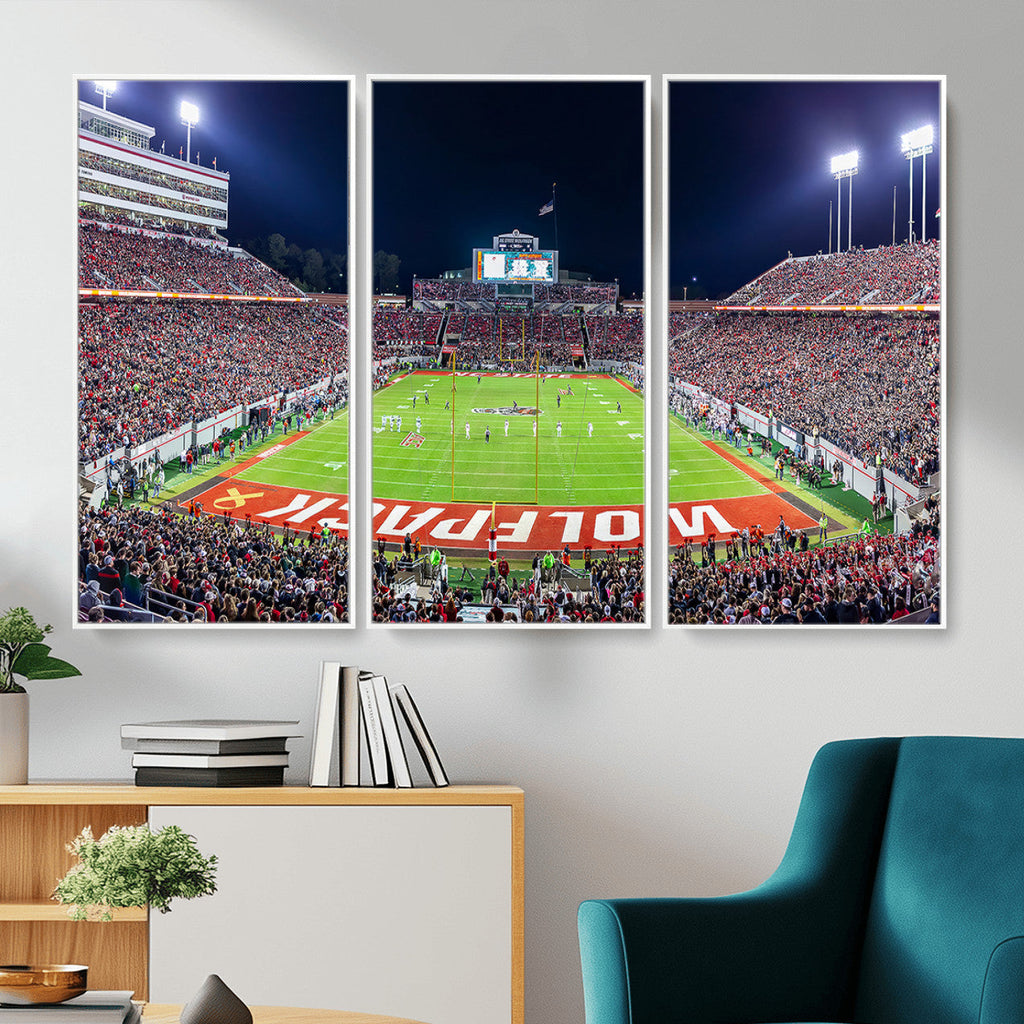 Wolfpack Football Team Print, Raleigh Carter-Finley Stadium