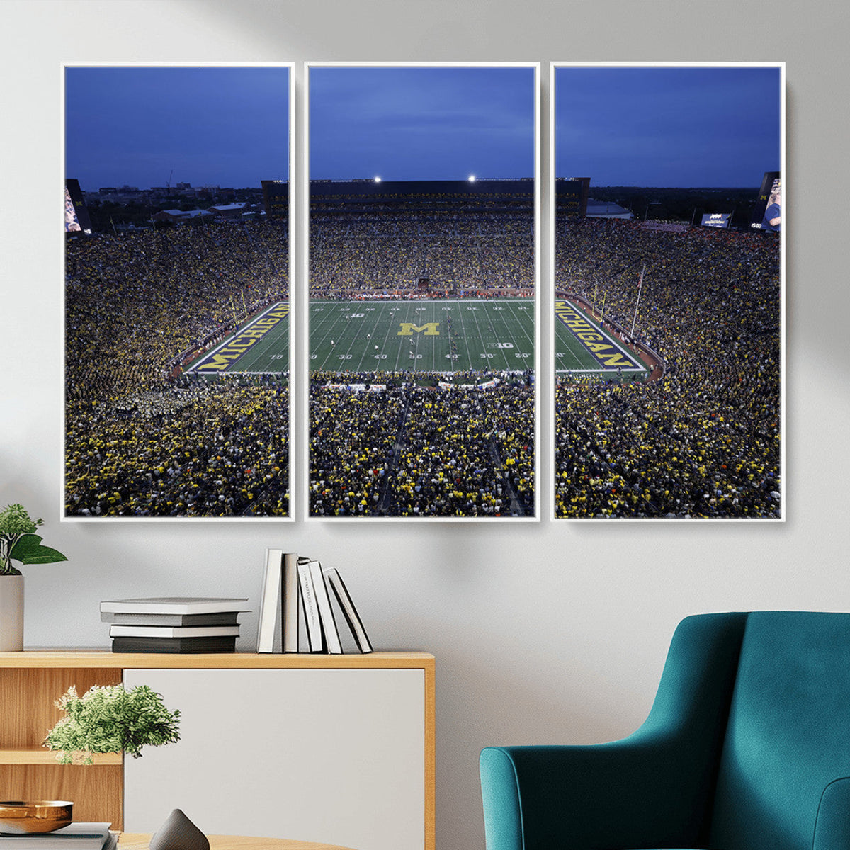 University of Michigan Wolverines Football Team Print, Ann Arbor, Home Bar Wall Decor