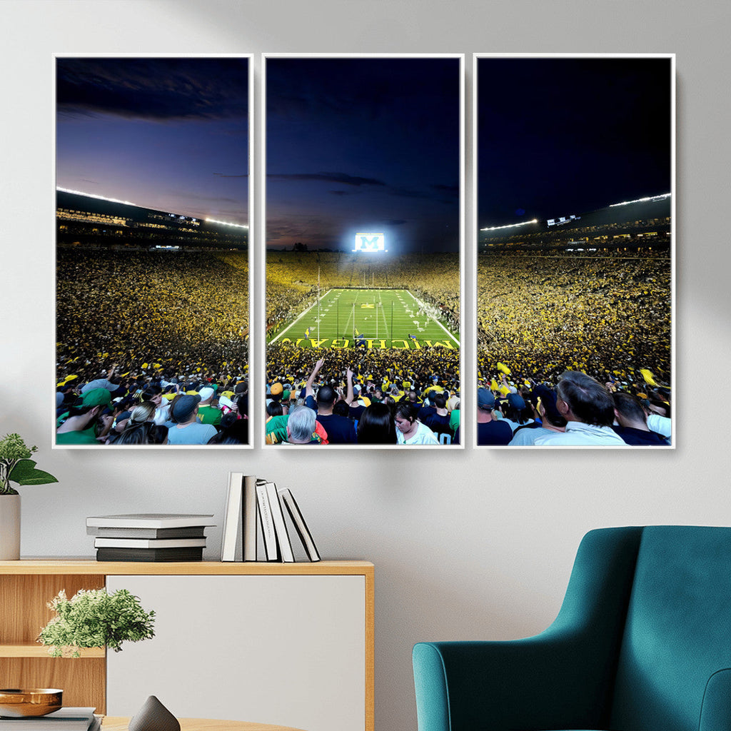 University of Michigan Wolverines Football Team Print, Ann Arbor, Extra Large Game Room Wall Decor