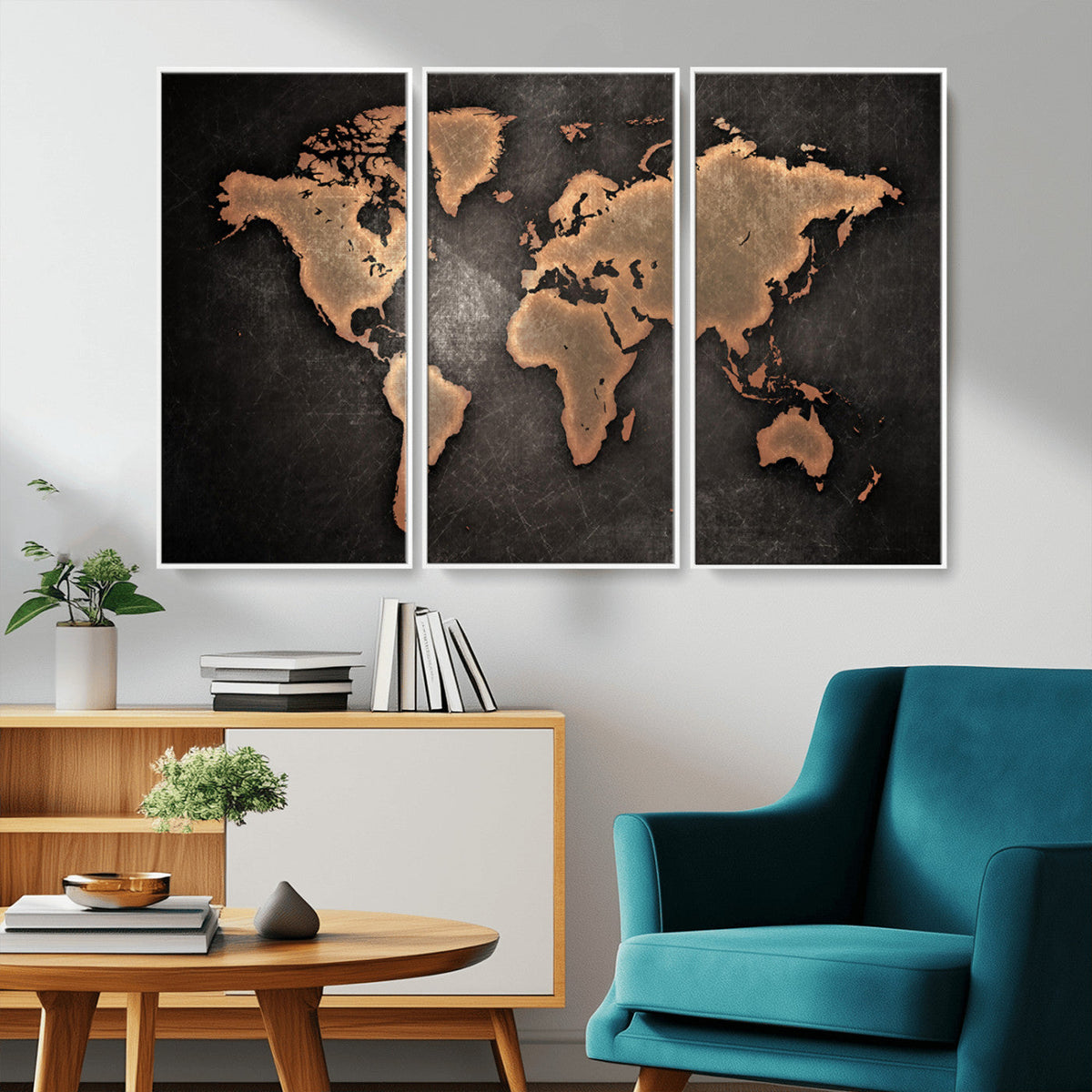 World Map Canvas Print | Framed Travel Map Wall Art for Couples