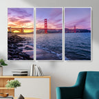 Golden Gate Bridge Wall Art Canvas Print, Framed San Francisco Sunset Landmark