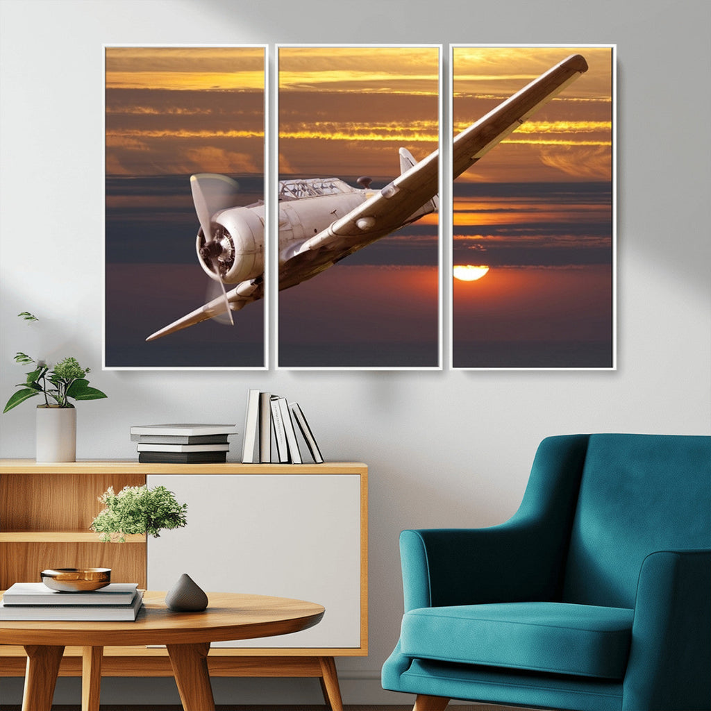 Old War Plane Wall Art Canvas Print