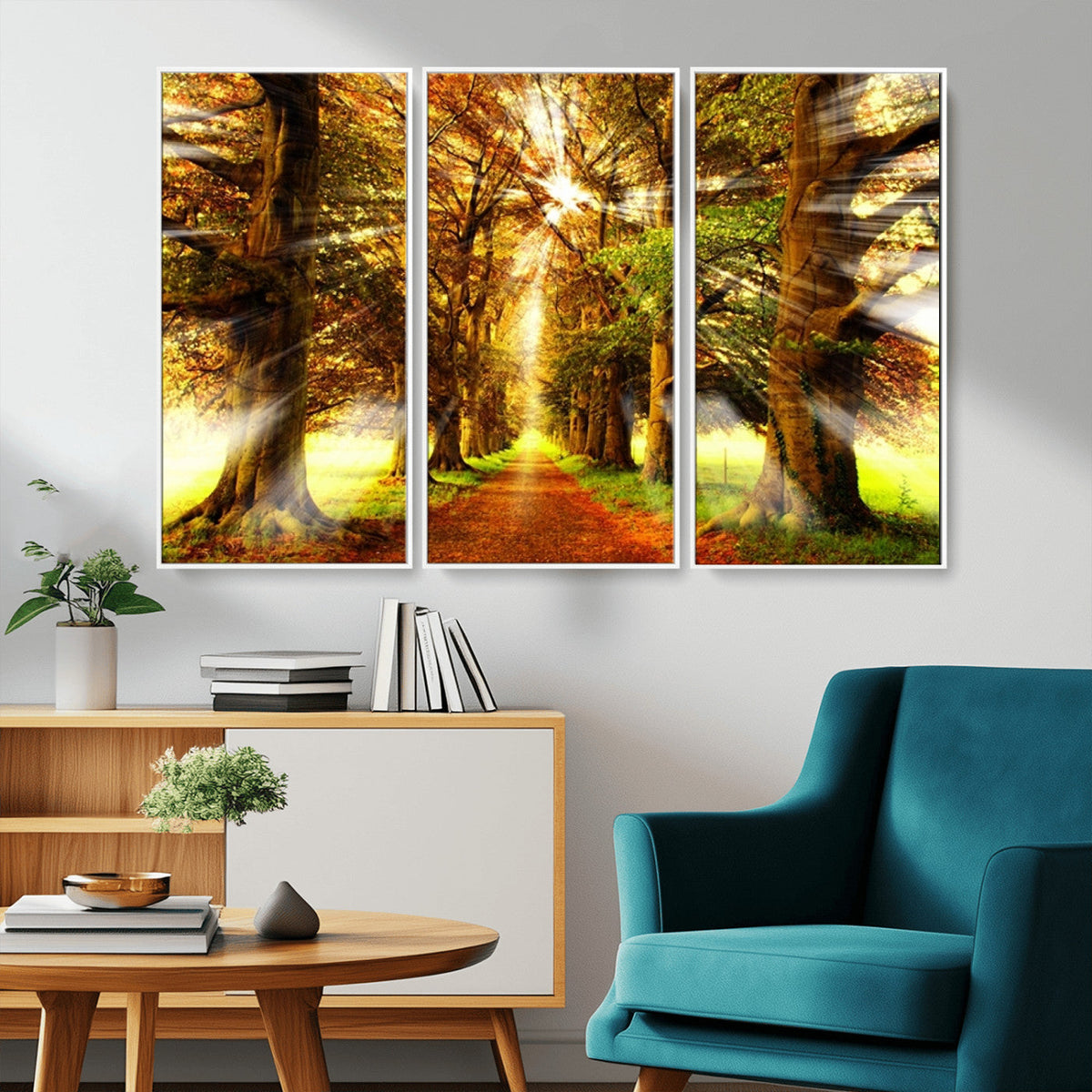 Sunshine in Forest and Trees Wall Art Canvas Print
