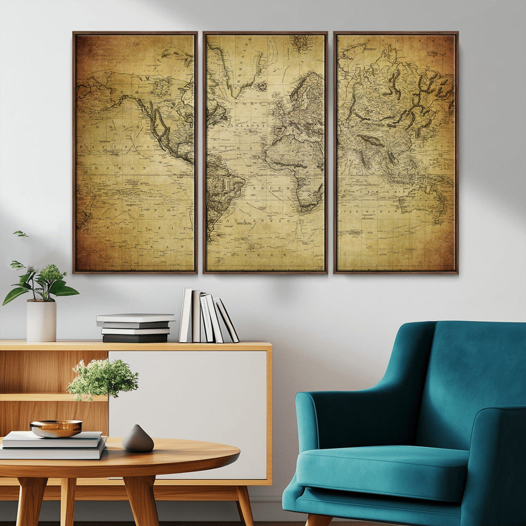 Push Pin World Map Canvas Print | Travel Tracker Wall Art