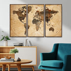 Push Pin World Map Canvas Print | Framed Travel Tracker Wall Art