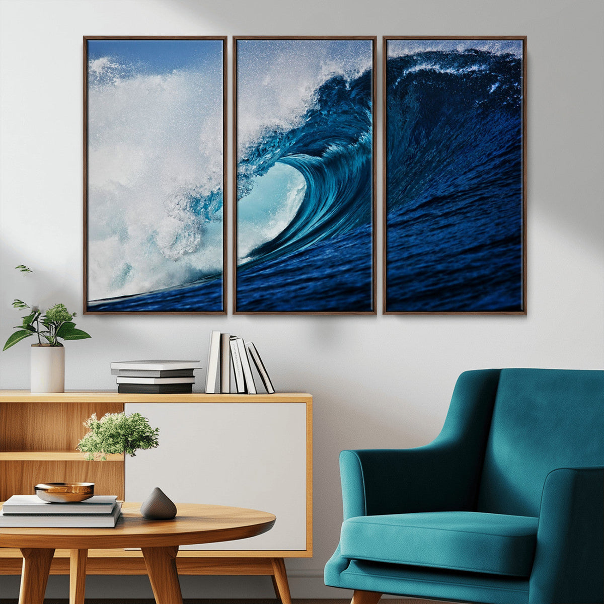 Ocean Wave at Sunset Canvas Art, Large Wall Print of Vibrant Water Waves