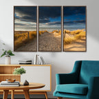 Ocean Beach Dark Clouds Wall Art Canvas Print