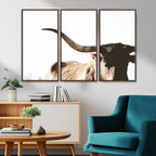 Texas Longhorn Wall Art Canvas Print, 3-Panel