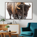 Bison Wall Art Canvas Print For Farmhouse, Wild Animal Wall Art