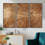 Tree Ring Canvas Art, Rustic Wood Grain Wall Art, Tree Slice Decor for Modern Homes