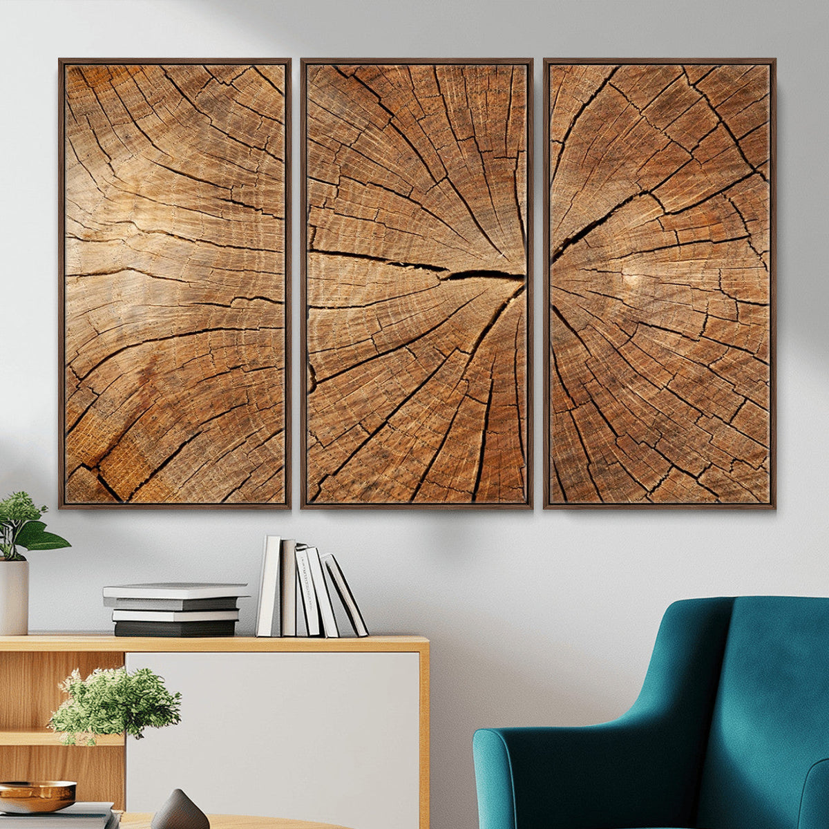 Tree Ring Canvas Art, Rustic Wood Grain Wall Art, Tree Slice Decor for Modern Homes