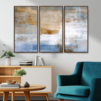 Blue Multi Panel Abstract Wall Art Canvas, Abstract Blue and Gold Canvas Print